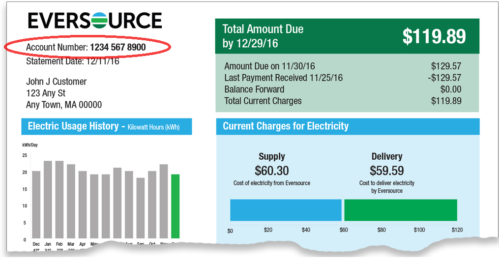 Eversource Example Bill