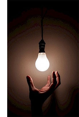 Light bulb in hand